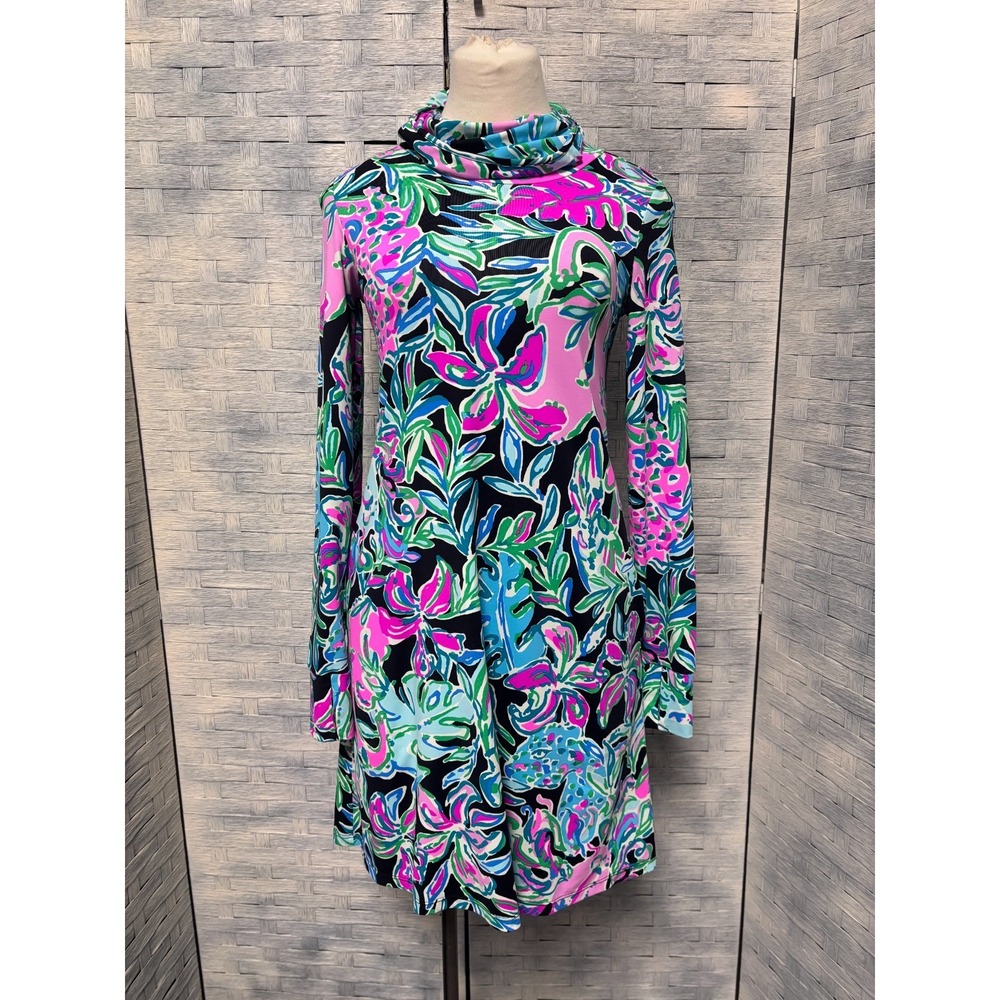Lilly Pulitzer XXS ChillyLilly Lilshield UPF 50 Dress "Onyx Lets Get Wild" Print